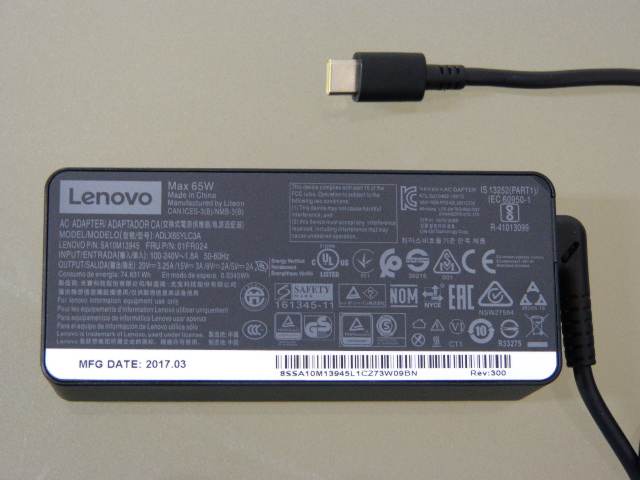 Cargador Lenovo Type C 20v 3.25a. 65w LENOVO